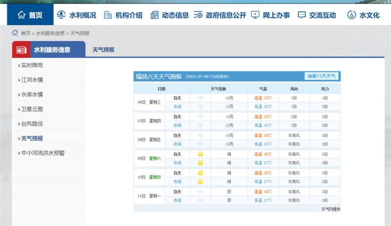 九江一周天气2022.7.6