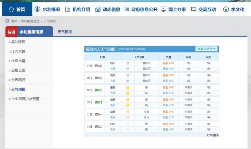 九江一周天气2022.7.7